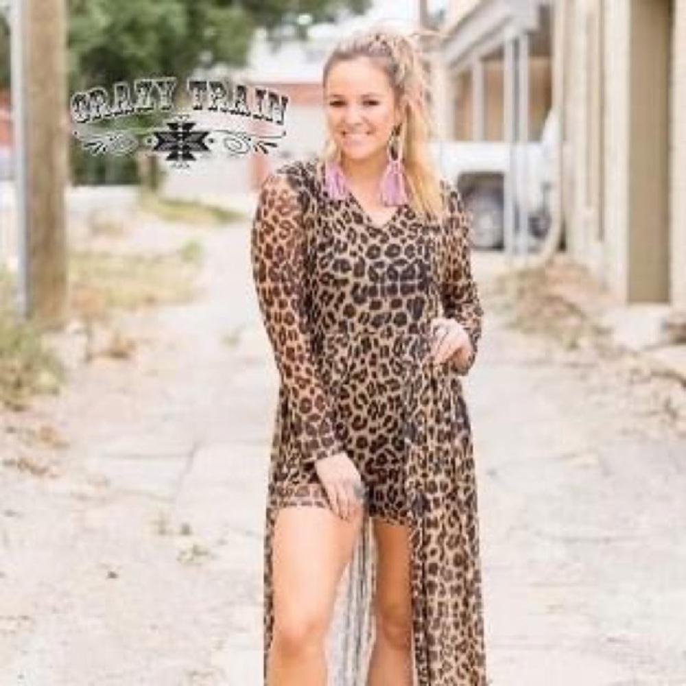 Leopard Print Romper w/Long Tail